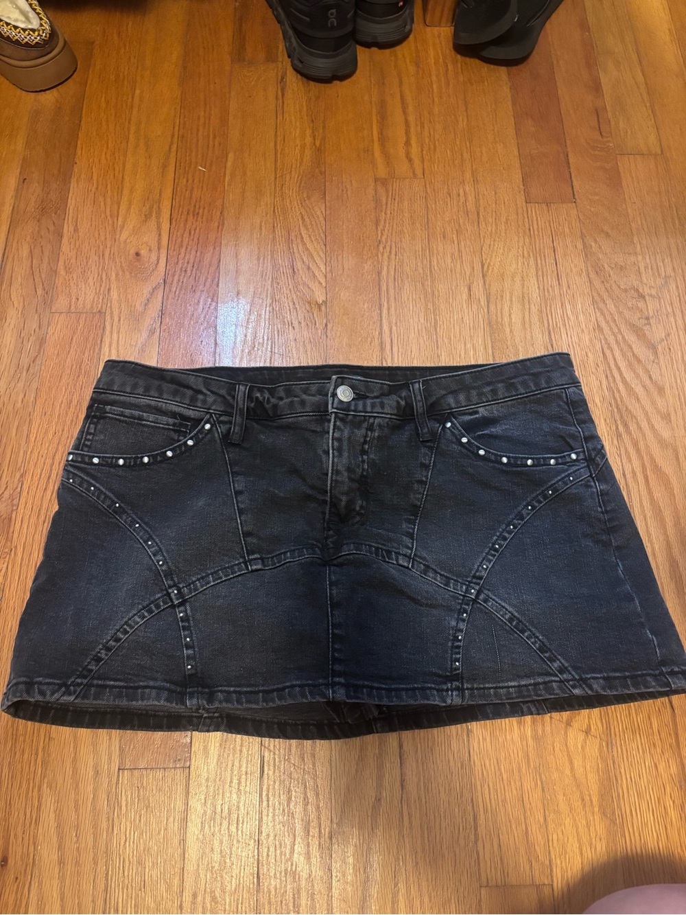 wild fable Black Denim Mini Skirt with Stud Accents